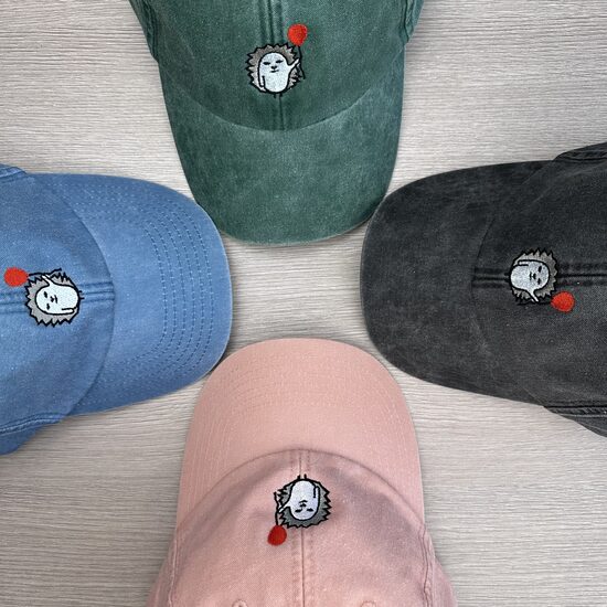 Low Profile Hedgehog Embroidered Washed Cotton Cap