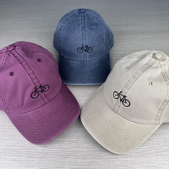 Bicycle Embroidered Washed Cotton Cap