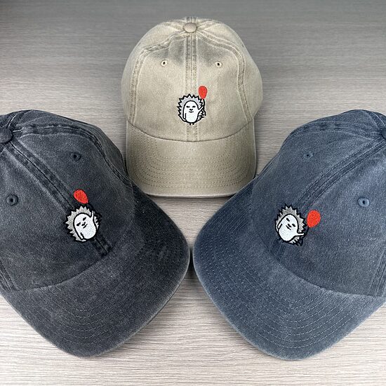 Hedgehog Embroidered Washed Cotton Cap